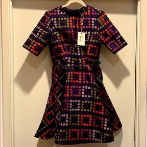 Ted Baker floral checkered jacquard skater dress